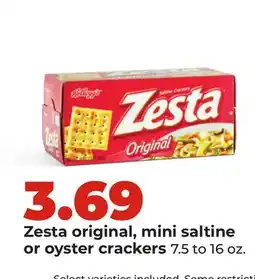 Hy-Vee Zesta original, mini saltine or oyster crackers offer