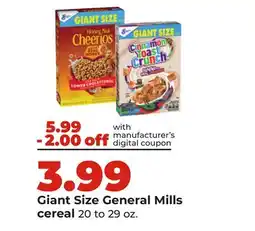 Hy-Vee Giant Size General Mills cereal offer
