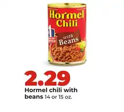 Hy-Vee Hormel chili with beans offer