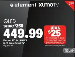 Meijer Element 75 4K UHD HDR QLED Xumo Smart TV offer