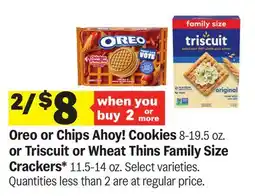 Meijer Oreo or Chips Ahoy! Cookies 8-19.5 oz. or Triscuit or Wheat Thins Family Size Crackers* 11.5-14 oz offer