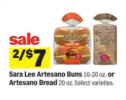 Meijer Sara Lee Artesano Buns 16-20 oz. or Artesano Bread 20 oz offer