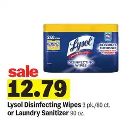 Meijer Lysol Disinfecting Wipes 3 pk./80 ct. or Laundry Sanitizer 90 oz offer
