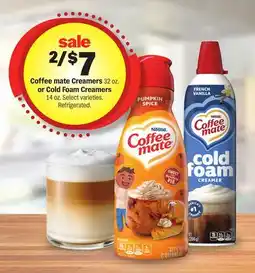 Meijer Coffee mate Creamers 32 oz. or Cold Foam Creamers 14 oz offer