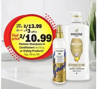 Meijer Pantene Shampoos or Conditioners 16-17.9 oz. or Styling Products offer