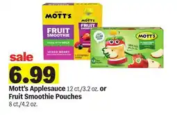 Meijer Mott's Applesauce 12 ct./3.2 oz. or Fruit Smoothie Pouches 8 ct./4.2 oz offer