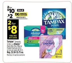 Dollar General Tampax or Always offer