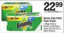Price Chopper Bounty Triple 8 Roll Paper Towels offer