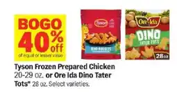 Meijer Tyson Frozen Prepared Chicken or Ore Ida Dino Tater Tots offer
