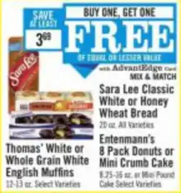 Price Chopper Sara Lee Classic White or Honey Wheat Bread offer