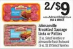 Price Chopper Johnsonville breakfast sausage links or patties offer
