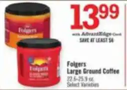 Price Chopper Folgers large ground coffee offer