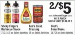 Price Chopper Sticky Fingers Barbecue Sauce, Ken's Salad Dressing, Bush's Baked Beans offer