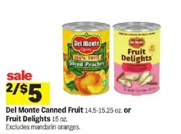Meijer Del Monte Canned Fruit or Fruit Delights offer