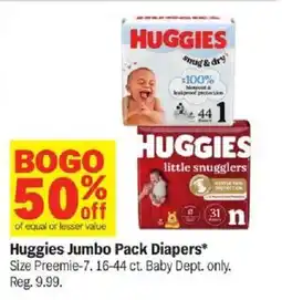 Meijer Huggies jumbo pack diapers offer