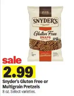 Meijer Snyder's Gluten Free or Multigrain Pretzels offer