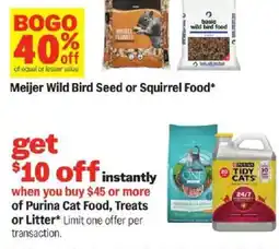 Meijer Meijer Wild Bird Seed or Squirrel Food offer
