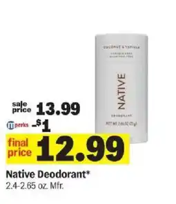Meijer Native Deodorant offer