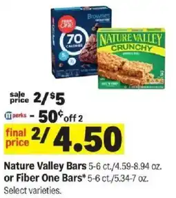 Meijer Nature Valley Bars or Fiber One Bars offer