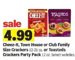 Meijer Cheez-It, Town House or Club Family Size Crackers or Toasteds Crackers Party Pack offer