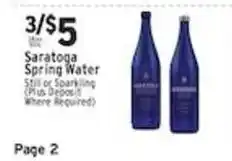 Met Foodmarkets Saratoga spring water offer