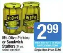 Mt. Olive Pickles or Sandwich Stuffers