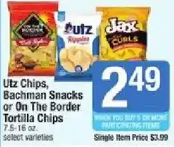 Star Market Utz Chips, Bachman Snacks or On The Border Tortilla Chips offer