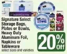 Star Market Signature Select Storage Bags, Plates or Bowls, Heavy Duty Aluminum Foil, Napkins or Tableware offer