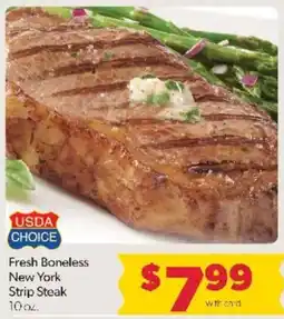Family Fare Usda choice fresh boneless new york strip steak offer
