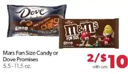Family Fare Mars Fun Size Candy or Dove Promises offer