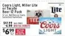 Met Foodmarkets Coors Light, Miller Lite or Tecate Beer offer