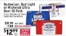 Met Foodmarkets Budweiser Bud Light or Michelob Ultra Beer offer