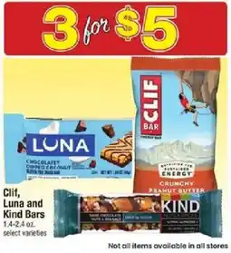 Shaw's Clif, Luna and Kind Bars offer
