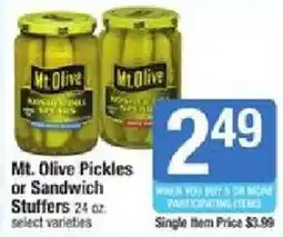 Shaw's Mt. Olive Pickles or Sandwich Stuffers offer