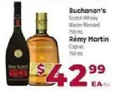 Cardenas Buchanan's Scotch Whisky Master Blended, Remy Martin Cognac offer