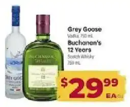Cardenas Grey Goose Vodka, Buchanan's 12 Years Scotch Whisky offer