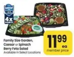 Safeway Family Size Garden, Caesar or Spinach Berry Feta Salad offer
