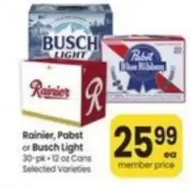 Safeway Rainier, Pabst or Busch Light offer