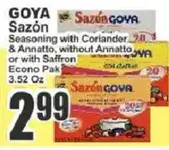 Food Universe Goya Sazón Seasoning with Coriander & Annatto, without Annatto or with Saffron Econo Pak offer