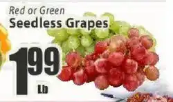 Food Universe Red or Green Seedless Grapes offer