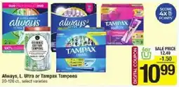 Shaw's Always, L. Ultra or Tampax Tampons offer