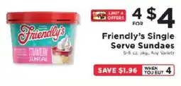 ShopRite Friendly's single serve sundaes offer