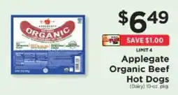 ShopRite Applegate Organic Beef Hot Dogs offer