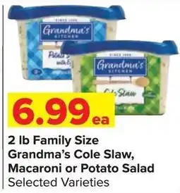 Shop 'n Save Grandma's Kitchen Cole Slaw, Macaroni or Potato Salad offer