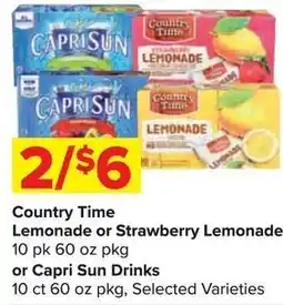 Shop 'n Save Country Time Lemonade or Strawberry Lemonade or Capri Sun Drinks offer