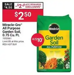 Ace Hardware Miracle-Gro all purpose garden soil offer