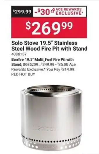 Solo Stove 19.5" Stainless Steel Wood Fire Pit with Stand