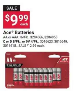 Ace Hardware Ace Batteries offer