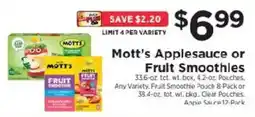 ShopRite Mott's Applesauce or Fruit Smoothies offer