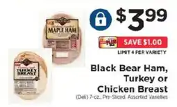 ShopRite Black Bear Ham, Turkey or Chicken Breast offer